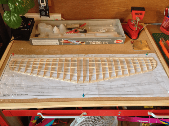 Guillows P40 Top Spars Glued Guillows P40 (B) Top Spars Glued