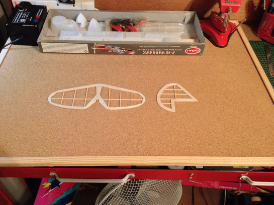 Guillows P40 Completed Tail Surfaces Guillows P40 (F) Tail Surfaces Sanded